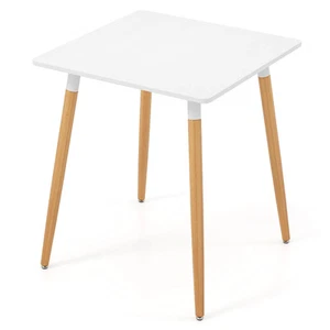 Square Dining Table Farmhouse Minimalist Dinner Table w/ Sturdy Metal Legs - Picture 1 of 9