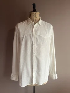 Diesel Shirt Men’s Size L White 100% Linen Pearl Snap Western - Picture 1 of 12