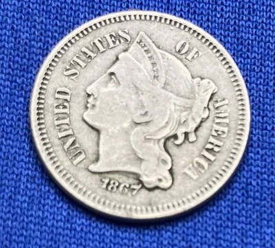 1867 United States Nickel Three-Cent Piece Extremely Fine Condition (1965-1889) - Image 1 of 4