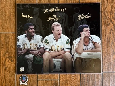 Bird McHale Parish Signed Celtics Spotlight 20x24 Photo PSA  auto W Inscription - Image 1 of 4
