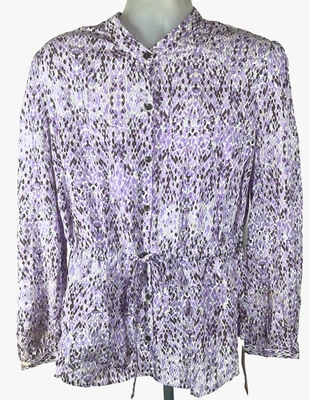 Blusa XXL para mujer Merona púrpura estampado animal botón frontal cordón cintura Foto 1 de 4