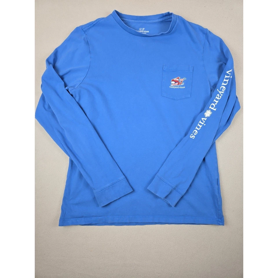 Camiseta Vineyard Vines Niños XL 18 Manga Larga Bolsillo Azul Ballena Gráfico Invierno Nieve Foto 1 de 4