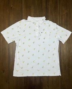 Crown & Ivy Mens Size Small White Banana All-Over Print Short Sleeve Polo Shirt - Picture 1 of 3