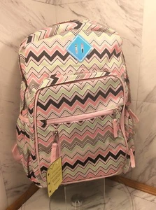 Mochila grande para estudiantes No Boundaries 4 piezas CHEVRON PNK/Negro/Grn/Wht NUEVA CON ETIQUETAS - Imagen 1 de 8