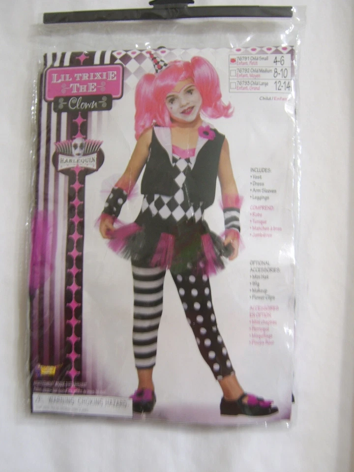 LIL TRIXIE EL PAYASO ARLEQUÍN NIÑO DISFRAZ HALLOWEEN PEQUEÑO 4-6:B19-1 Foto 1 de 1