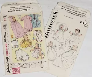 Vtg BABY Layette Set Sewing Patterns 1950s SET OF 2 Simplicity Butterick - Picture 1 of 12