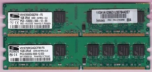 2GB 2x1GB PC2-5300 DDR2-667 ProMOS V916765K24QCFW-F5 MEMORY KIT Lenovo 41X4256 - Afbeelding 1 van 3
