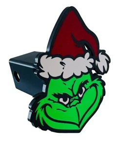 Christmas Tow Hitch Cover - Grinch - Designer Hitch Insert for 2" Tow Receivers - Picture 1 of 3