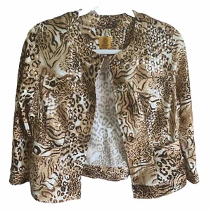 Ruby Rd Ladies 8p Animal Print Summer Light Fashion Button Up Jacket Hamptons - Picture 1 of 6