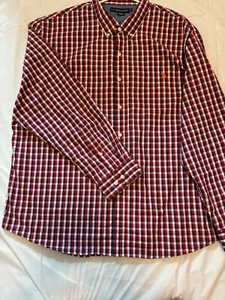 U.S. Polo Assn. Shirt Mens 3XL Red white blue Button Up Long Sleeve Casual - Picture 1 of 4