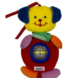 Eden Plush Puppy Dog Primary Colors Color Block Rattle Baby Stuffed Animal - Picture 1 of 11