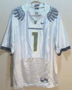 Oregon Ducks #1 NCAA White Nike Team Mesh Sewn Pac 10 Football Jersey L - Picture 1 of 2