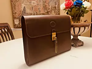 GUCCI of MILANO Brown Leather Briefcase / Portfolio / Document Bag - ITALIA - Picture 1 of 24