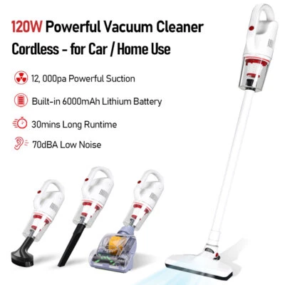 Cordless Vacuum Cleaner, 120W Stick Auto Vacuum 12Kpa Powerful Suction Cleaner - Image 1 of 4