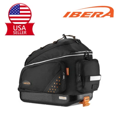Ibera Bike Trunk Pannier Bag Rear Carrier Rack Clip-On Seat Bag Water-Resistant - Image 1 of 4
