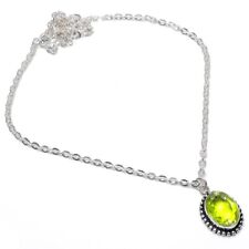 Lemon Quartz Gemstone Handmade 925 Sterling Silver Jewelry Necklace Size 18"