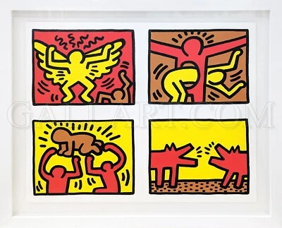 KEITH HARING "POP SHOP QUAD IV" 1989 | SERIGRAFÍA FIRMADA RARA | ENMARCADA Foto 1 de 4