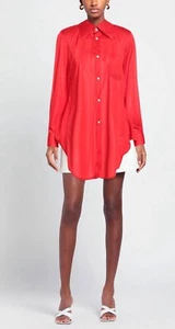 Comme Des Garcons Hot Red Chilly Passion Love Velvet Silk Shirt Relaxed Size M - Picture 1 of 24