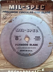 Vintage 8” Circular Saw Blade Plywood Blade Mil-spec P800 Resharpenable - Picture 1 of 2