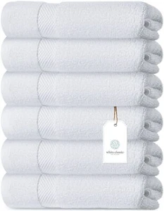 Luxury White Hand Towels Soft Circlet Egyptian Cotton | Highly Absorbent Hotel S - Picture 1 of 6