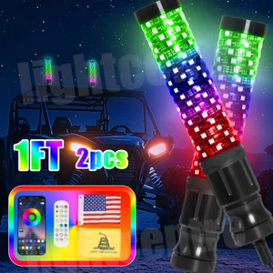 2X 1FT Spiral LED Fat Whip Lights Antenna RGB Chasing For UTV ATV Can-am X3 RZR - Picture 1 of 15