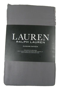 Lauren Ralph Lauren Set of 2 King Pillowcases Charcoal Gray Dunham Sateen 300 TC - Picture 1 of 4