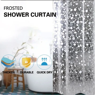 3D Pebble Pattern Clear Shower Curtain Liner Heavy Duty PEVA Waterproof  71"x71" - Image 1 of 4