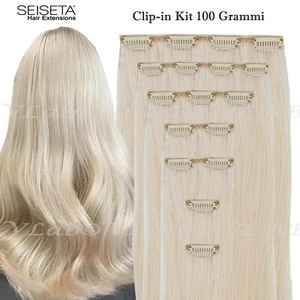 Extension Clip capelli veri Kit 7 Fasce Testa Completa SEISETA Hair Remy 55 cm - Imagen 1 de 28