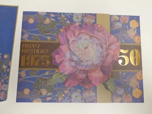 Large 50th Birthday Card with Envelope - Rose Happy Birthday 1975 - Picture 1 of 8