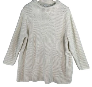 Maglione donna J.Jill ciniglia 2X bianco sporco maglia morbida lunghezza più lunga manica lunga - Foto 1 di 20