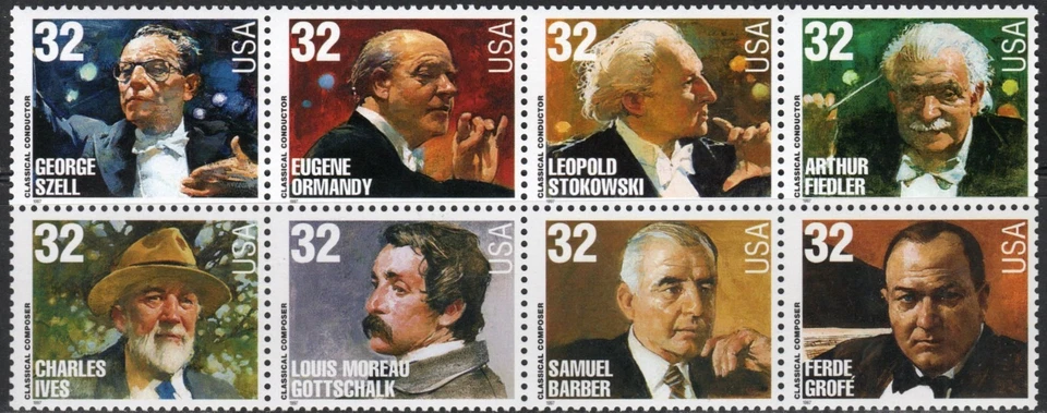 US Scott #3165a, "Composers and Conductors" Block of 8, MNH - Image 1 of 1