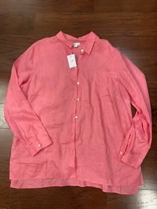 J Jill Love Linen Blouse Top Coastal Lagenlook Women's XL NWT New Vacation - Picture 1 of 4
