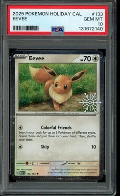 2025 Pokemon Holiday Calendar Eevee & Glaceon Snowflake Stamp PSA 10 - Image 1 of 2