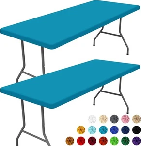 Spandex Picnic Table Cloth 2 Pack, Elastic Fitted 30*96 inch, Teal - Picture 1 of 9