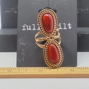 Anillo para mujer Full Tilt tono rojo y dorado talla 7 - Imagen 1 de 6