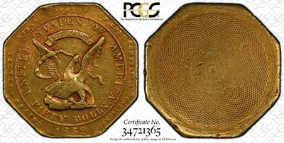 1852 PCGS & CAC XF45 $50 Gold Humbert Assay 900 - Image 1 of 4