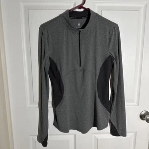 Spyder Active Pullover grau Damen M 1/4 Reißverschluss vorne Logo Tasche runder Saum E28 - Bild 1 von 6