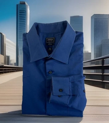 Camisa de vestir ajustada Arrow para hombre talla XL 17 1/2-36/37 azul manga larga Foto 1 de 4