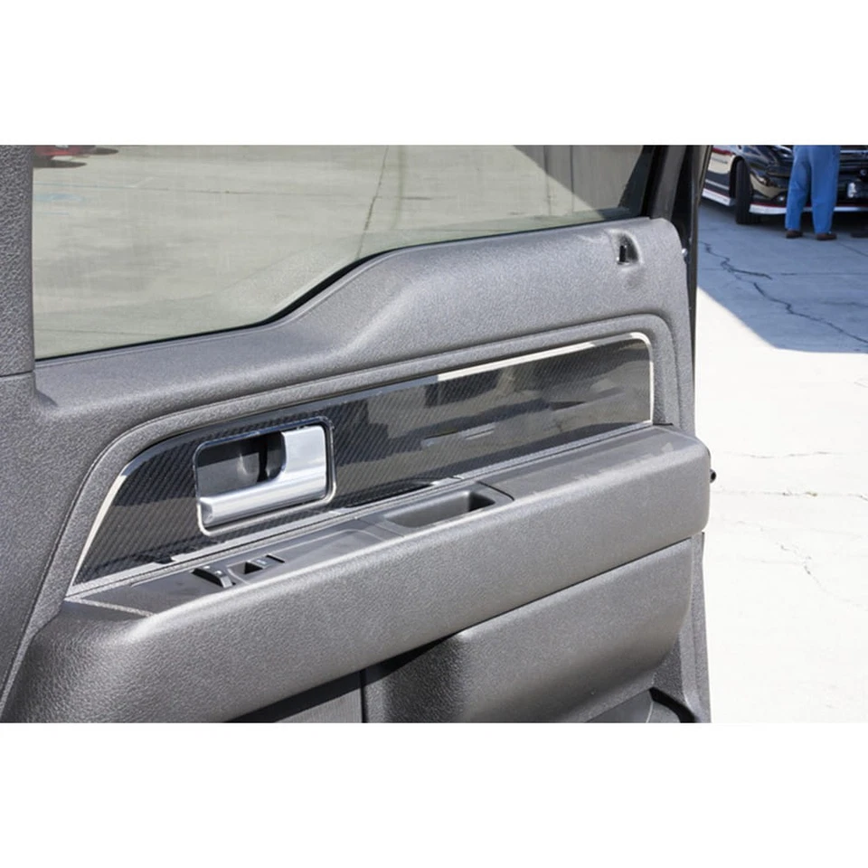 Inserções de painel de porta frontal de fibra de carbono para 2010-2014 Ford F-150 Raptor - Imagem 1 de 4