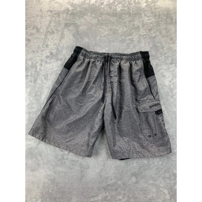 Speedo Swim Trunks 32" Gray Black Cargo Pocket Drawstring Swim Shorts - Image 1 of 4