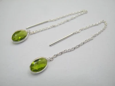 Pretty 925 Solid Silver Threader Earrings Decorated With Simulated CZ - Image 1 of 4