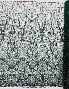 Luxury Beaded Lace/Sequin Embroider Lace Fabric - HUNTER  - Sold by The Yard. - Picture 1 of 4