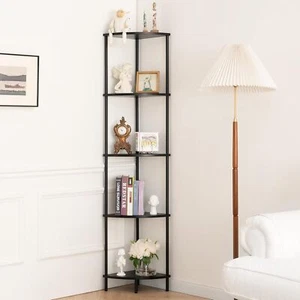 5-Tier Corner Bookshelf Tall Corner Shelves Stand 65" Narrow Display Shelves US - Picture 1 of 7