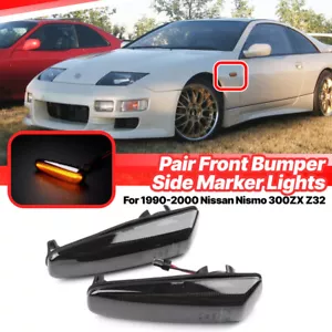 For 1990-2000 Nissan Nismo 300ZX Z32 Smoke LED Side Marker Turn Signal Lights - Picture 1 of 7
