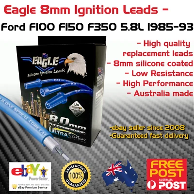 Eagle 8mm Ignition Spark Plug Leads fit 8cyl Ford F100 F150 F350 5.8L FI 1985-93 - Image 1 of 3