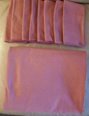 Table Cloth & Napkin Set of 8 100 X 58 Rectangle Mauve Linen - Image 1 of 2