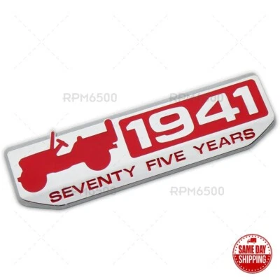For Jeep Front Fender Door 75 TH Anniversary 1941 Logo Emblem Nameplate Badge Foto 1 de 4