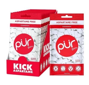 PUR Xylitol Chewing Gum CINNAMON (55 Pieces, 12 Pack) Sugarless Vegan Pure - Picture 1 of 3