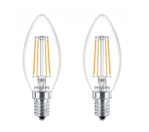 Philips LED Filament Candle Twisted 4W 40W E14 SES Clear Warm White 2700K 2 pack - Picture 1 of 10