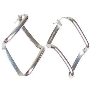 Pendientes vanguardistas 14K 14KT Milor Italia cuadrados modernistas geométricos en forma retorcida - Imagen 1 de 5